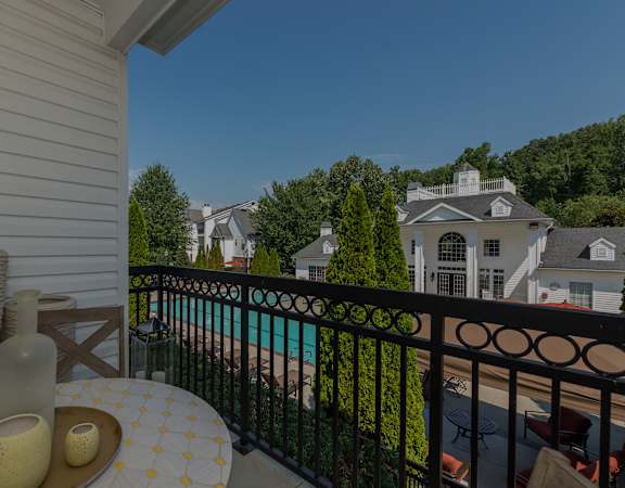 Swift Creek Commons Apartments view from an apartment balcony over the pool area