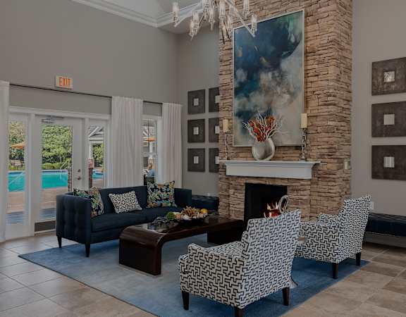 Carrington at Shoal Creek - Resident clubhouse social area with fire place