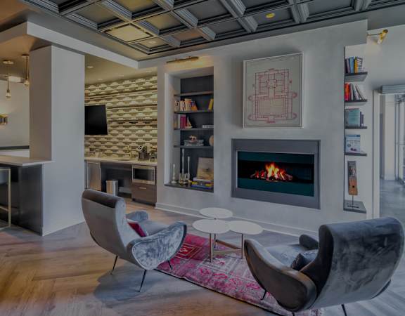 The Sheffield SoNo - Resident clubhouse with fireplace