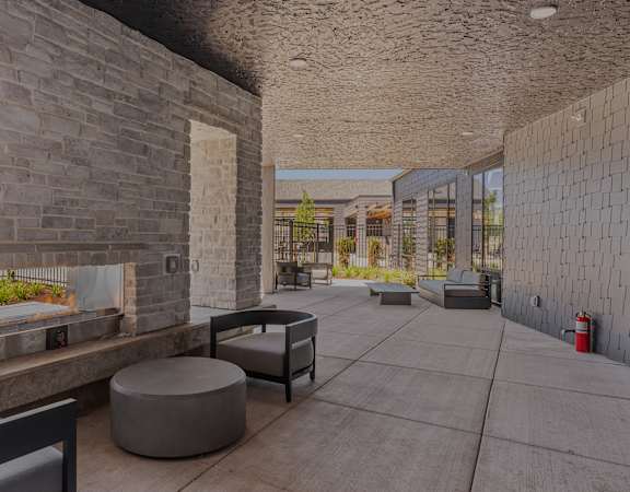 Arazo outdoor fireplace and lounge area