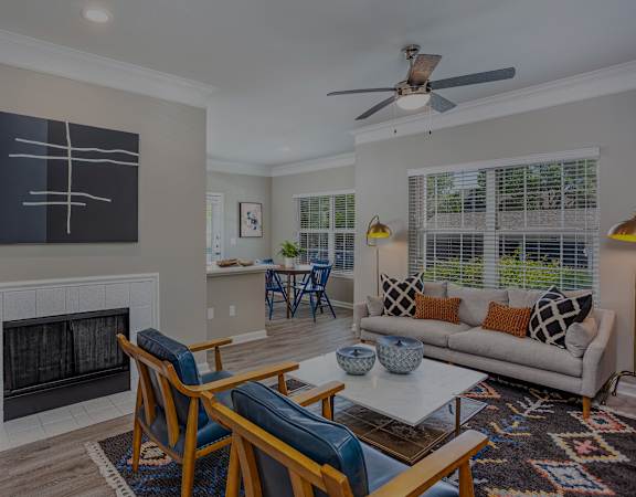 Lexington Farms model apartment with fireplace
