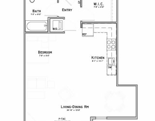 Studio apartment-Ivy layout at WH Flats in south Lincoln NE