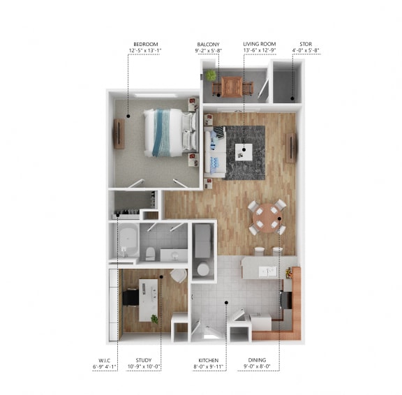 Floor Plan  The Brightleaf Floor Plan at The Heritage at Arlington Apartment Homes, North Carolina, 27834