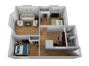 Small 2 Bedroom 1 Bathroom Floorplan at Willett Apartments, New York