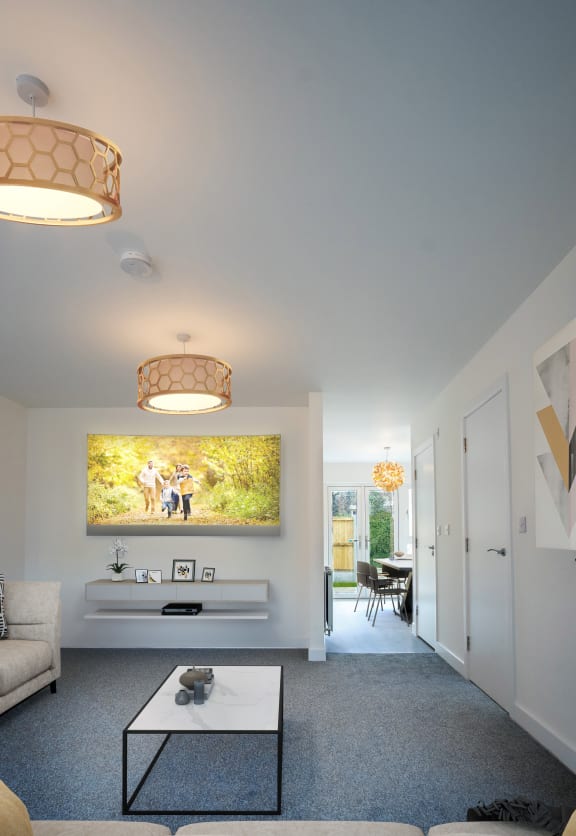 a view from the living room into the dining room