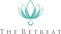 the retreat logo with a water drop on a green background