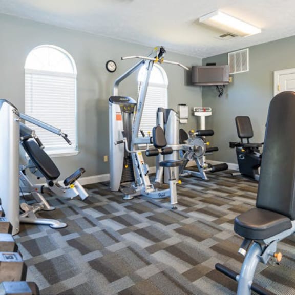 a gym with weights and cardio equipment in a home gym