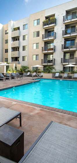 Sparkling Pool at 1724 Highland in Hollywood, Los Angeles, CA