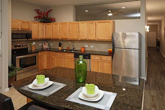 Equipped Kitchen at The Residences at 668 Apartments, Cleveland