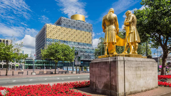 Boulton, Watt and Murdoch in front of Library