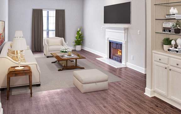 Living Room at Lenox Village Apartments, Atlanta, GA