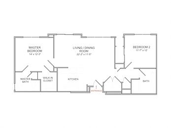 Floor Plan  2 Bedroom/2 Bath/2nd Floor