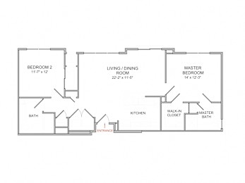 Floor Plan  2 Bedroom/2 Bath/3rd Floor