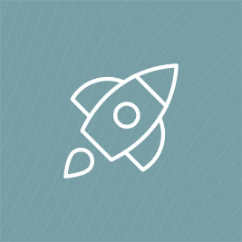 a rocket icon on a blue