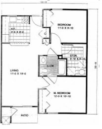 Floor Plan  2 Bed 1 Bath