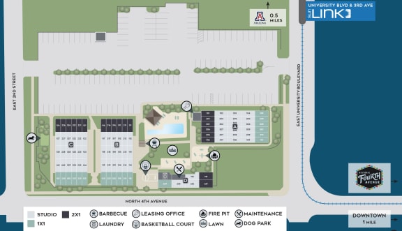 Map of the Link at 4th Ave
