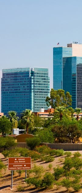 Downtown Phoenix skyline stock photo at San Vicente Townhomes in Phoenix AZ