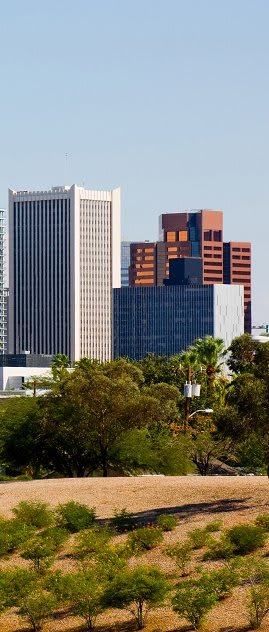 Downtown Phoenix skyline stock photo at San Vicente Townhomes in Phoenix AZ