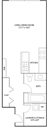 Studio 1 bath floor plan  at Mears Park Place, St. Paul