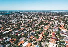 an aerial view of a suburb of a city