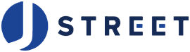 a blue logo on a black background