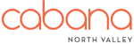 The image is a logo for a company named "cabana" located in the North Valley.