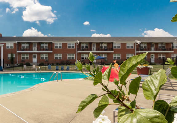 This is a photo of the pool area at Lake of the Woods Apartments in Cincinnati, OH.