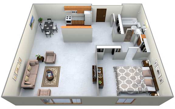 Floor Plan  one bedroom apartment Forest Park 1 Apartments