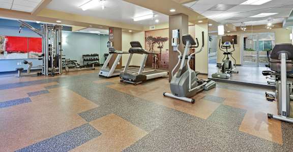 A gym with a variety of exercise equipment.at 6940 Sepulveda, Van Nuys, 91405
