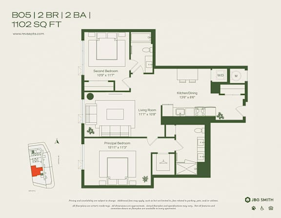 a floor plan of a bedroom apartment
