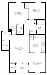 2 Bed Floor Plan at The Apartments at Hunters Glen, Frederick, Maryland