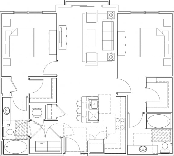 616 at the village two bedroom floor plan