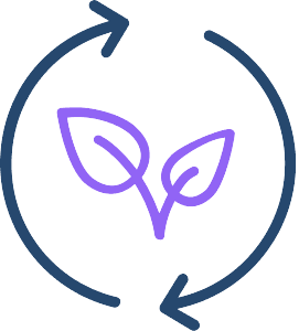 the symbol for a circle with two leaves and an arrow in it