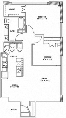 6B Lofts Floor Plan at The Landmark Apartments, New Braunfels, TX