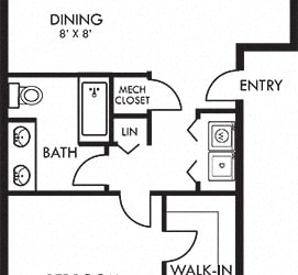 Brier Leaf  1 bedroom apartment. Kitchen with bartop open to living & dinning rooms. 1 full bathroom, double vanity. Walk-in closet. Patio/balcony. Optional fireplace.