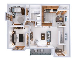  Floor Plan 2 Bed, 1 Bath Upper