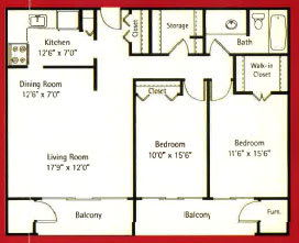  Floor Plan Two Bedroom - Two Balconies