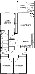 Lewiston Three Bedroom Two Bathroom Floor Plan