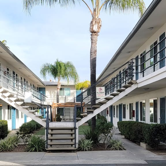 a building with a staircase in the middle of it