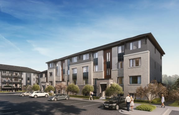 a rendering of a row of houses on a street