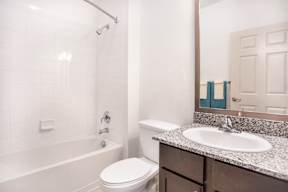 A white toilet sits next to a sink in a bathroom.