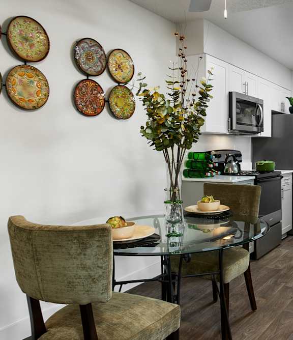 Palm Crest at Station 40 Apartments in Phoenix, Arizona Model Dining Room and Kitchen