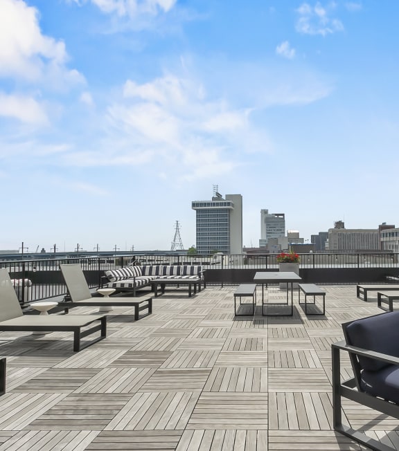 Rooftop terrace at 1188 Lofts in Bridgeport, CT, 06604