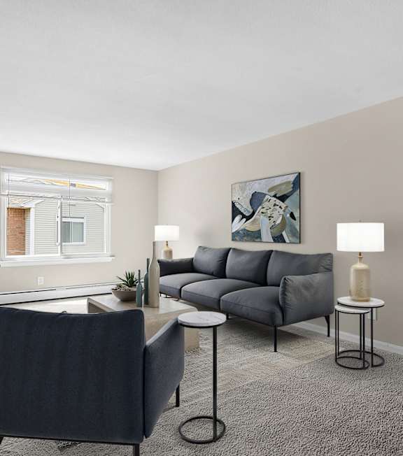 an empty room with carpet and a window at Rose Hill Estates, Connecticut, 06360
