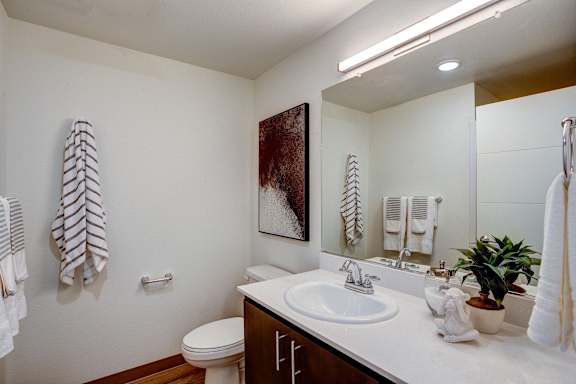 Bathroom at Commons at Sylvan Canyon Apartments, Portland, 97221