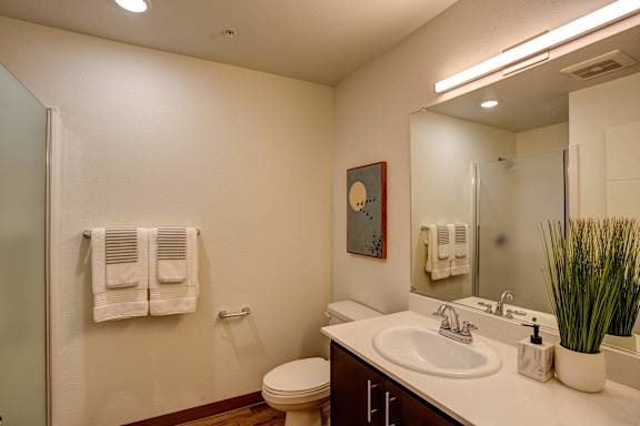 Bathroom area at Commons at Sylvan Canyon Apartments, Portland, OR