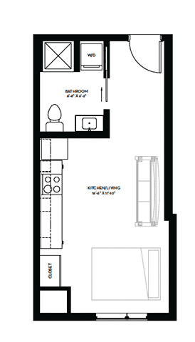 StudioA-1 Floor Plan at Canary Lofts, Des Moines, Iowa