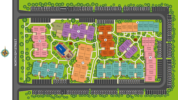 A map of a neighborhood with streets labeled.