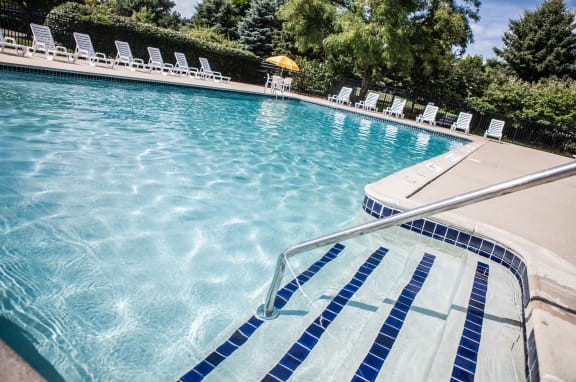 Heated Pool (open April through October) and Large Sundeck at Dover Hills Apartments in Kalamazoo 48185