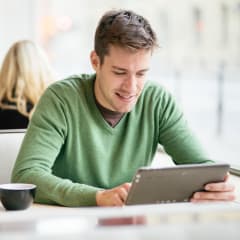 man using a tablet